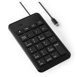 CBUS Wired USB-C Numeric Keypad for Laptop, 23 Keys Numpad Keyboard with Tab, Home, Email & Calculator Keys, 5ft Cable, Small and Lightweight Design