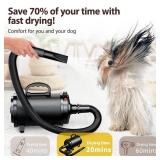 Blanlody Dog Dryer Pet Hair Blower High Velocity for Grooming, Blow 3800W/5.2HP for Large Dogs Sechoir Pour Chien with Stepless Adjustable Speed, 4 Different Nozzles and Dog Brush,Blue