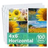 Dunwell 12x12 Scrapbook Page Protectors - 4x6 Photo Album Pages for 3-Ring Binder, (100-Pack, Horizontal Layout), Holds 1200 Pictures, Durable Refill Sleeves, Scrapbooking, Fits Pioneer & WRMK Albums