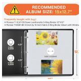 Dunwell 12x12 Scrapbook Page Protectors - 4x6 Photo Album Pages for 3-Ring Binder, (100-Pack, Horizontal Layout), Holds 1200 Pictures, Durable Refill Sleeves, Scrapbooking, Fits Pioneer & WRMK Albums