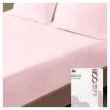 Mayfair Linen 100% Egyptian Cotton Twin Fitted Sheet - 800 Thread Count 16\" Deep Pocket, Durable Sateen, All-Around Elastic, Head/Foot Side Indicators - Blush