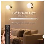 JDCQKHA Battery Operated Wall Sconce Set of 2, Dimmable Wireless Gold Wall Lamp with 14000mAh Rechargeable Battery, Portables Cordless Wall Light Fixtures for Painting Living Room Bedroom Bathroom