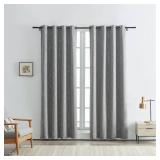 SMILE WEAVER Light Gray Blackout Curtains for Living Room 84 Inch Long 2 Panels,Room Darkening Curtains with Printed Design Noise Reducing Thermal Insulated Bedroom Grommet Window Drapes