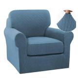 Turquoize 2 Piece Chair Covers Chair Slipcovers for Living Room Small Armchair Chair Cover with Arms Washable Furniture Cover for Chairs Feature Thick Jacquard Fabric (Small Armchair, Dusty Blue)