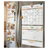 Beautiful Magnetic Dry Erase Calendar Set of 3 - Easy-to-Erase Whiteboard with Marker & Premium Magnet for Your Fridge - The Perfect Weekly and Monthly White Board Organizer for Everyday Planning