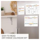 Beautiful Magnetic Dry Erase Calendar Set of 3 - Easy-to-Erase Whiteboard with Marker & Premium Magnet for Your Fridge - The Perfect Weekly and Monthly White Board Organizer for Everyday Planning
