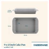 Farberware Nonstick Bakeware Baking Pan With Lid / Nonstick Cake Pan With Lid, Rectangle - 9 Inch x 13 Inch, Gray *lid cracked*