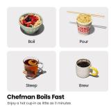 CHEFMAN Electric Kettle - 1.2L 1500W Hot Water Tea Pot with Infuser, BPA Free, Auto Shut Off, Boil-Dry Protection, Removable Lid, LED Light, Cordless Glass Electric Tea Kettle â Stainless Steel