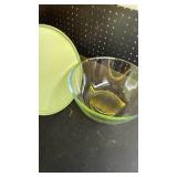 Glass Bowl with Green-Yellow Lid