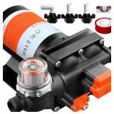 [Upgraded Version] 12V DC Self-Priming Diaphragm Water Pump,30-70 PSI Continuously Adjustable,6.0GPM Water Flow,RV Fresh Water Pump with Automatic Pressure Switch for RV, Yacht, Camper
