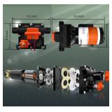 [Upgraded Version] 12V DC Self-Priming Diaphragm Water Pump,30-70 PSI Continuously Adjustable,6.0GPM Water Flow,RV Fresh Water Pump with Automatic Pressure Switch for RV, Yacht, Camper