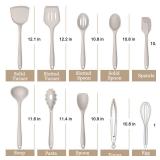 E-far 10 Pieces Silicone Cooking Utensils Set, Heat Resistant Kitchen Utensil Set for Nonstick Cookware, Kitchen Cooking Tools with Spatula, Spoon, Slotted Turner, Non-Toxic & Dishwasher Safe (Khaki)