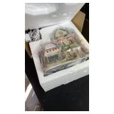 VCUTEKA Christmas Village Shop with LED Light - Collectible Buildings, Figurines, Light up Ceramic House for Holiday Xmas Decor