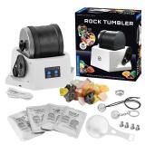 The Thames & Kosmos Rock Tumbler Essential STEM Tool | Durable, Leak-Proof, Noise-Reducing Barrel, Built-in Timer | Polish & Shine Kids Rock Collections, Includes Authentic Specimens & Polishing Grits