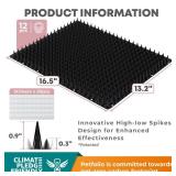 Petfolio 12 Pack Upgraded Black Cat Repellent Mat - 16\" x 13\" Scat Mat for Cats Has Uneven Spikes is an Effective Scat Mat for Dogs, Cats Repellent Outdoor & Indoor to Deter Cats, Dogs & Small Anima
