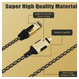 USB C to Ethernet Cable 50 FT, USB 3.0 Type-C to RJ45 Cord, FTP, 1Gbps Shielded Internet LAN Network Cable, Thunderbolt 3/4 Compatible with MacBook Pro, iPhone 16/15 Series, iPad Pro, Dell XPS, More