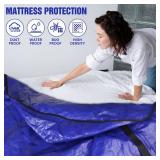 SaveAMatt Mattress Bags for Moving - Extra Thick & Durable Queen Mattress Cover for Moving - Reusable Waterproof Tarp Mattress Protector with Durable Handles (82ââx79ââx15ââ�