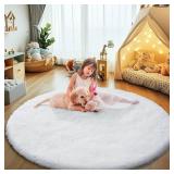 yulidayang White Fluffy Round Area Rugs for Bedroom,3