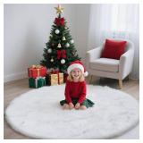 yulidayang White Fluffy Round Area Rugs for Bedroom,3