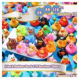 LINICE 30 Pcs Rubber Ducks, Random Assortment Ducks Bulk, Mini Rubber Duckies for Toddler Baby Bath Toys, Kids Bath Pool Toys Birthday Gifts Party Favors