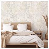 VEELIKE Boho Sketch Peony Peel and Stick Wallpaper Vintage Floral Wallpaper for Bedroom Bathroom 17.7