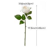 DUYONE White 4pcs Fake Flowers for Decoration Home Decor Artificial Flowers Austin Rose Peony Latex Fake Flower Living Room Decoration Vivid Pink Roses Peonies(White 4pcs)