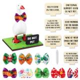 Relaxweex Magnetic Goose Key Holder Cute Resin Goose Statue with Mini Bow Tie Writable Interchangeable Signs Chalk for New Apartment Housewarming Gifts Office Table Desk Home Decor(Classic)