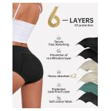 ALLBASE Womens Leakproof Period Underwear Heavy Flow Washable Postpartum Protection Panties High Absorbency Cotton High Waist Menstrual Briefs Black (3 Pack 4XL)
