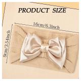 chiduerm 3 Pcs Baby Bows Headbands Soft Nylon Hairbands Super Elastic Headband Hair Accessories For Baby Girls Infant Toddler Essentials (Gold Pink White, Mid)
