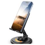 Lamicall Cell Phone Stand for Desk - [360Â° Rotation] Sturdy Adjustable Desktop Phone Holder, Foldable Mobile Stand, Office Desk Accessories Gifts for iPhone 17 16 15 14 Pro Max, Galaxy S25, Cellpho