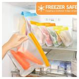 NIKUY 10 Pack Dishwasher Safe Reusable Bags, Silicone, Leakproof, BPA Free, Reusable Food Storage Bags for Lunch, Marinate, Freeze, Travel (Grey) - 3 Gallon, 3 Snack, 4 Sandwich