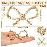 Leinuosen 12 Pcs Golden Bow Place Card Holders Bowknot Coquette Wedding Seating Labels Placecard Clips Name Photo Picture Cards Setting Display Stand for Party Birthday Baby Shower Table Sign Decor