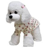 Petitebella Hearts Print Fleece Puppy Dog Tee (Medium, Beige)