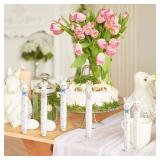Nuanchu 4 Pcs Rabbit Shaped Taper Candles White Rabbits Candle Easter Table Centerpieces Easter Day Candlesticks Gifts Cute Farmhouse Decoration for Dinner Eastertide