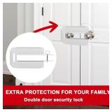 French Door Lock | Adjustable Double Door Reinforcement Lock for French Doors Home Security | Add High Security to Prevent Home Unauthorized Entry | Unibody Aluminum Construction (White)