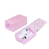 JJ POWER Travel Shoe Bags, Foldable Waterproof Shoe Pouches Organizer-Double Layer (2 Pink Shoe Bags)