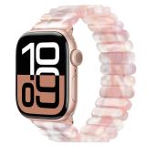 V-MORO Resin Stretchy Band Compatible with Apple Watch Series 7/8/9/10 41mm/40mm/38mm/42mm Fashion Cute Strap for iWatch 6/5/4/3/2/1/SE Lightweight Elastic Bracelet Wristband Women,Small-Pink Floral