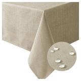 H.VERSAILTEX Linen Textured Table Cloths 60 x 60 Inch Premium Solid Tablecloth Spill-Proof Waterproof Table Cover for Dining Buffet Feature Extra Soft and Thick Fabric Wrinkle Free, Taupe