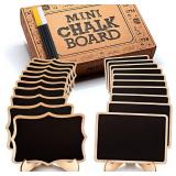 Mini Chalkboard Signs, 20 Pack Framed Small Chalk Board Food Labels with Easel Stand for Party Buffet or Wedding Celebration, Wooden Blackboard as Place Cards for Table Setting or Numbers