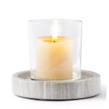 WORHE Candle Holders Italy Premium Natural Marble Candlestick Holder for Jar Pillar Candles Large Round Coaster Plate Jewelry Tray Centerpiece for Wedding Dining Table Home Decor Light Grey (WH074)