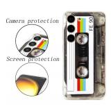 FAteamll Case for Galaxy S23 Plus with Reinforced Corners TPU Soft Bumper Retro Cassette Tape Case Compatible with Samsung Galaxy S23+