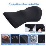 Lumbar Support Pillow for Office Chair and Car Seat, Lumbar Pillow with Adjustable Strap, Memory Foam Back Pillow for Lower Back Pain Relief, Back Support Pillow for Sitting, Driving, Traveling