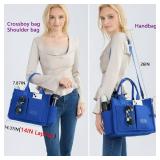 ZHMO Canvas Tote Bag for Women With Compartments and Zipper,Blue Women