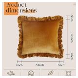 KKJIAF Gold Velvet Throw Pillow Covers 20 x 20 Inch Set of 2, Ruffle Euro Pillow Shams Velvet Square Pillow Case for Sofa Bedroom Couch Decorative
