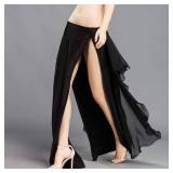 ROYAL SMEELA Belly Dance Costume for Women Black Chiffon Fairy Belly Dance Skirt, One Size, Black Dance Dress, 6 Colors