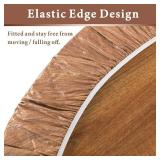 UMINEUX Oval Fitted Vinyl Tablecloth with Elastic Edged & Flannel Backing, Waterproof Wipeable Oval Table Cover - Fits Tables up to 42\"X68\" (Wood)