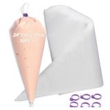 24 Inch Extra Large Piping Bags Disposable,50 Pack Thick Pastry Bags with 6 Bag Ties, Heavy Duty Icing Bags for Frosting,Cream and Pastry Filling,Cake Decorating bags