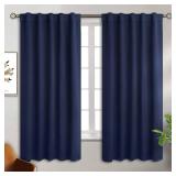 BGment Rod Pocket and Back Tab Blackout Curtains for Bedroom - Thermal Insulated Room Darkening Curtains for Living Room, 42x63 inch, 2 Window Curtain Panels, Navy Blue
