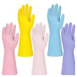 Jsocoah Rubber Kitchen Dishwashing Gloves, 5 Pairs Eusable Cleaning Gloves For Washing Dishes, Bathroom, Pet care, Garden Non-Slip Durable Rubber Gloves For Daily Use (Medium)