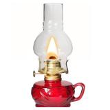 Large Rustic Kerosene Lamp Lantern Chamber Antique Oil Lamps for Indoor Use Home Decor Lighting Vintage Glass Clear (Red)